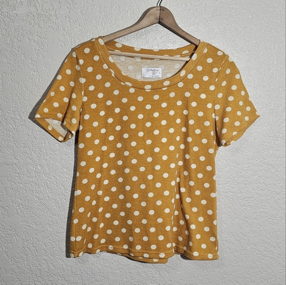 Yellowberry by Mikarose Wool Blend Polka Dot Top